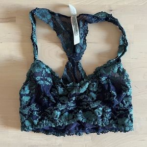Free people navy blue lace cami bralette size small
